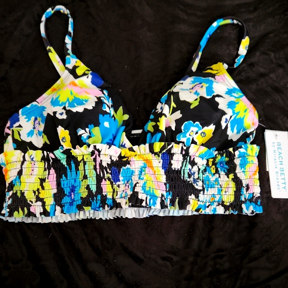 Blue and Black Bikini with Adjustable Straps and Molded Cups